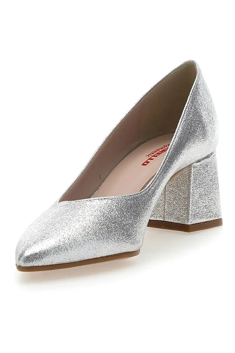 Dècolleté Argento con Tacco a Blocco Prodotto Italiano PITTARELLO ROMANTIC 3774 miniatura 3