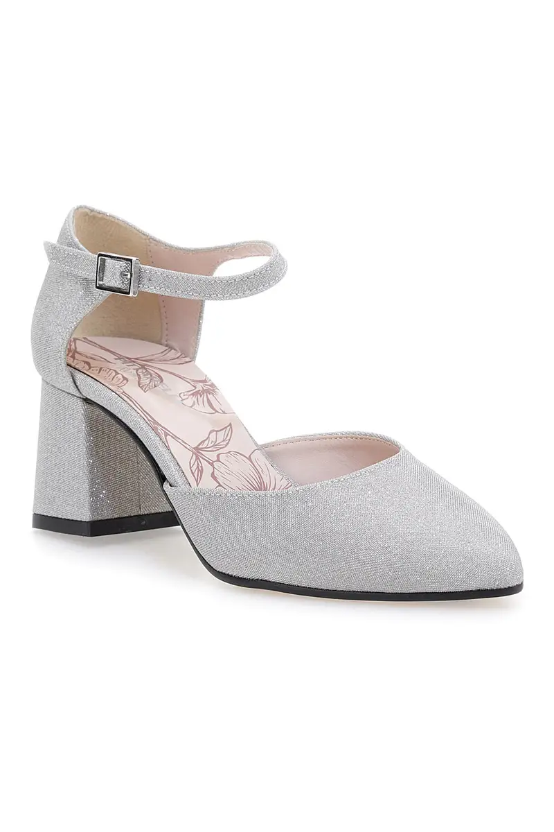 Décolleté argento glitter con cinturino e tacco largo Pittarello Rom. 5781 miniatura 3