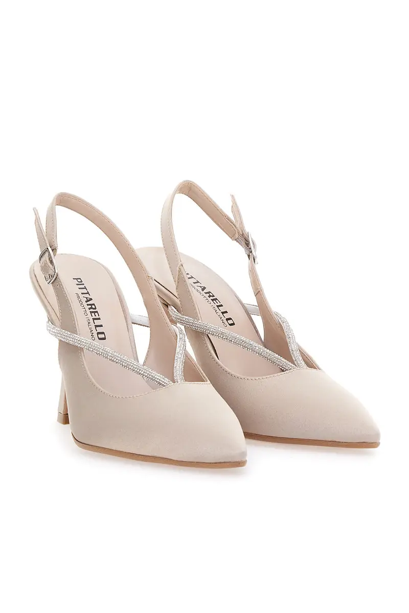 Décolleté Beige Slingback con Strass PITTARELLO 100