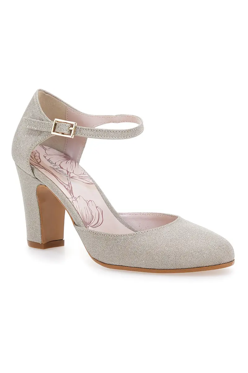 Décolleté glitter platino con cinturino Pittarello Romantic 5561 miniatura 2