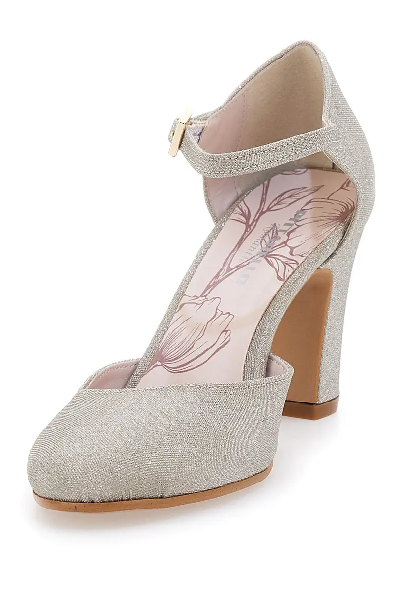 Décolleté glitter platino con cinturino Pittarello Romantic 5561 miniatura 3