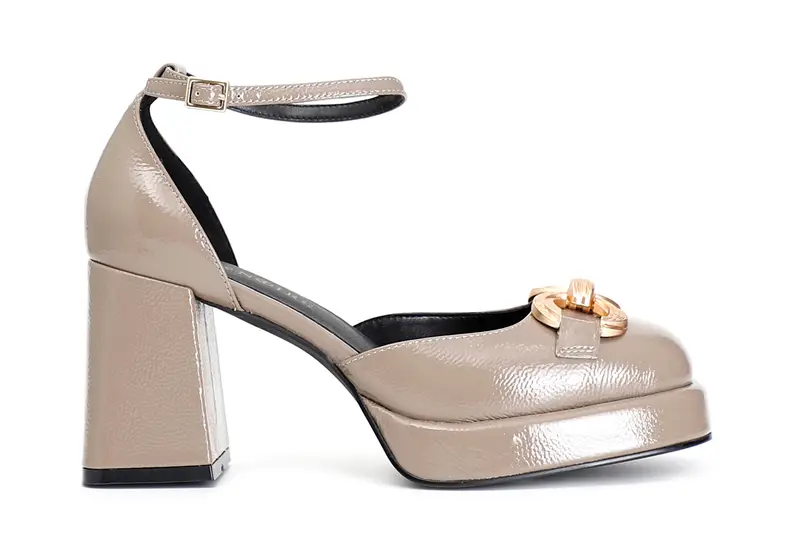 décolleté in naplak con morsetto taupe 37