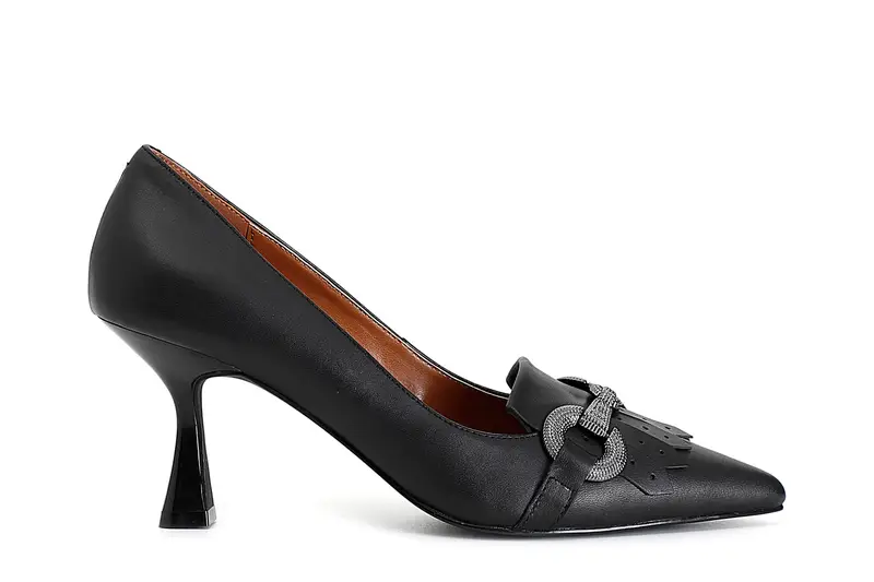 décolleté in pelle con morsetto nero 40