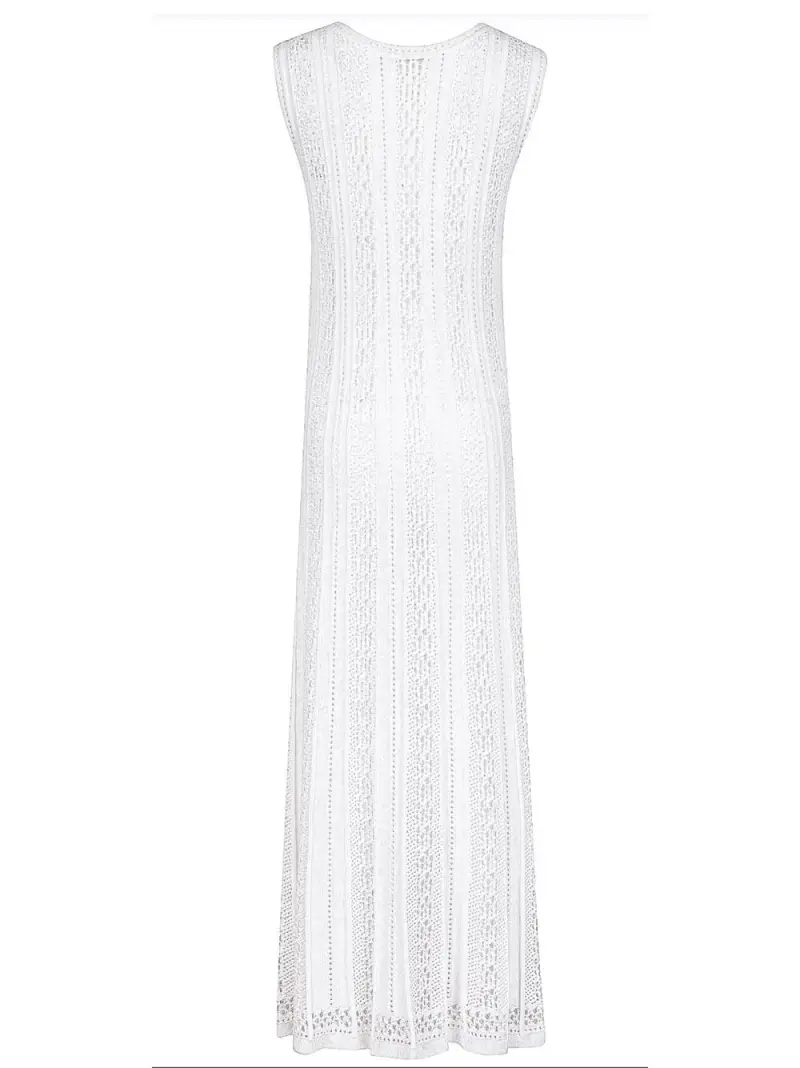 Abito bianco lungo ricami traforati miniatura 2