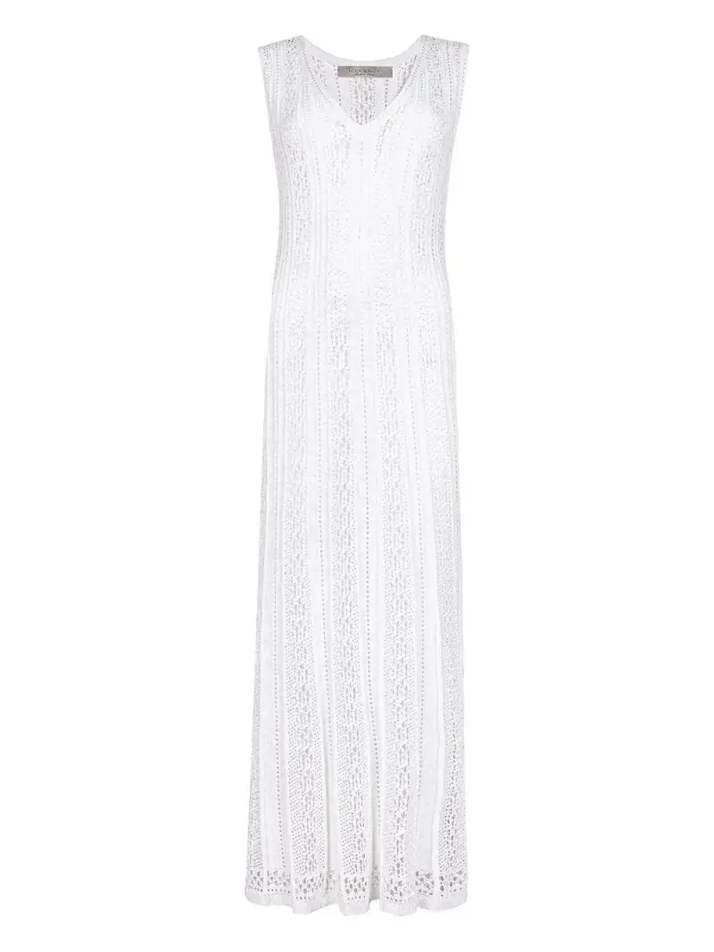 Abito bianco lungo ricami traforati miniatura 3