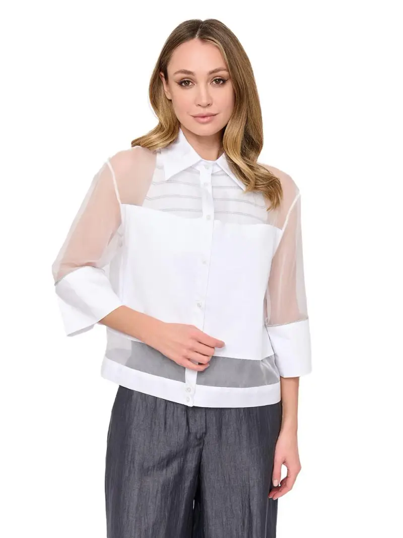 Camicia bianca in organza Bianco