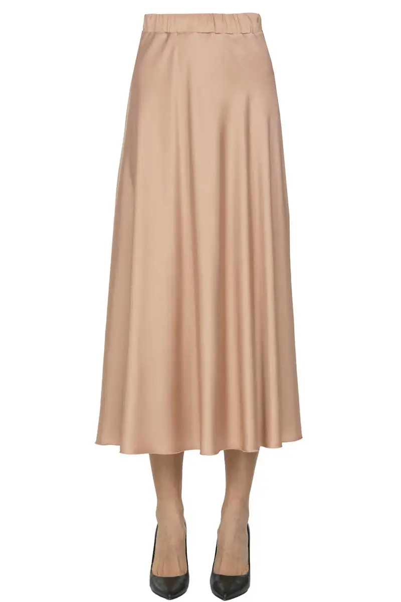 Gonna midi in satin Cipria
