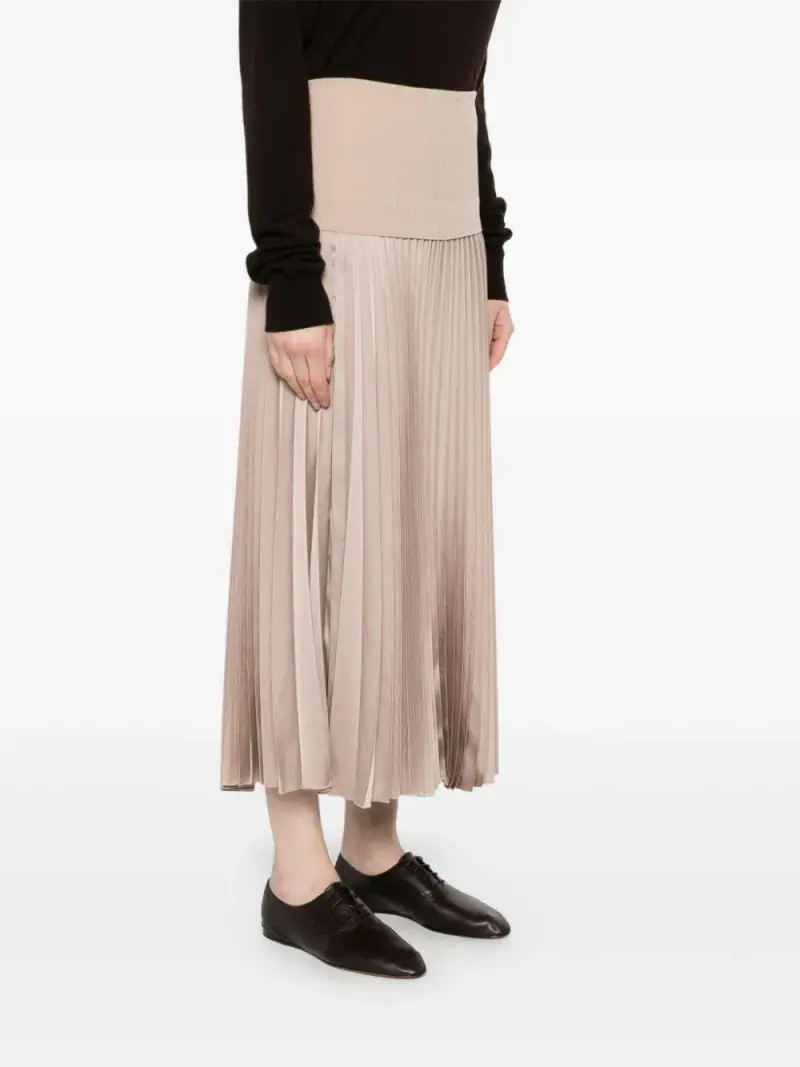 Gonna midi plissè nocciola miniatura 2