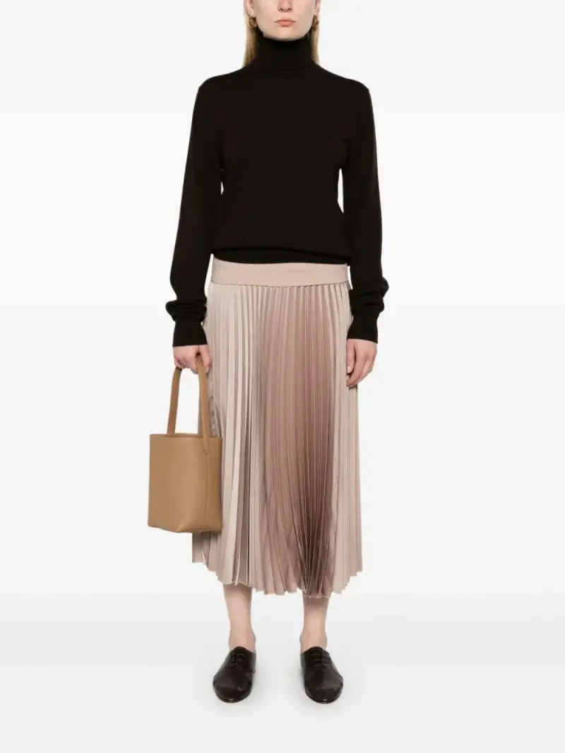 Gonna midi plissè nocciola miniatura 3