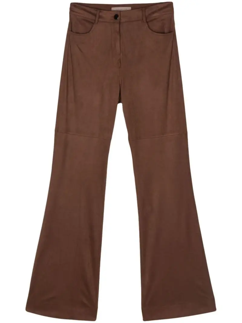 Pantalone marrone in pelle scamosciata Camoscio
