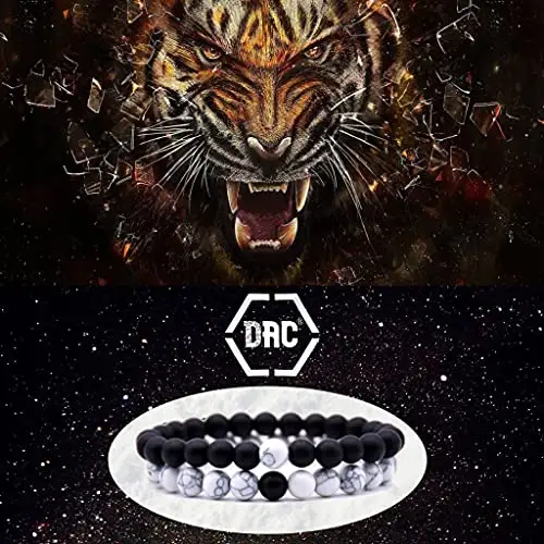 DAC Bracciale Uomo 2 pezzi Con Pietre Naturali Braccialetto Scatola Regalo Fidanzato Donna Chakra con Vere Pietre miniatura 2