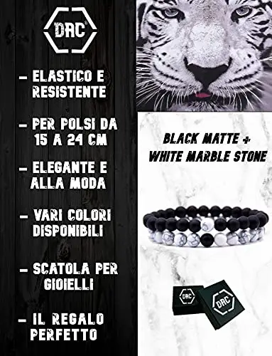 DAC Bracciale Uomo 2 pezzi Con Pietre Naturali Braccialetto Scatola Regalo Fidanzato Donna Chakra con Vere Pietre miniatura 3