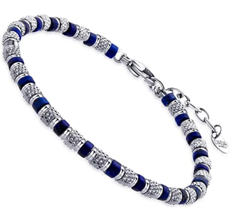 Dada Gioielli - Bracciale con Pietre Naturali - Scopri la Pietra che ti rappresenta - Energia, Focus, Protezione, Creatività Misura Regolabile 18,5+3 cm (Blu Lapislazzuli)