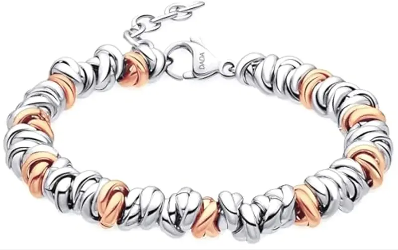 Dada Gioielli - Bracciale Donna Nodini Intrecciati Acciaio Oro Rosa miniatura 2