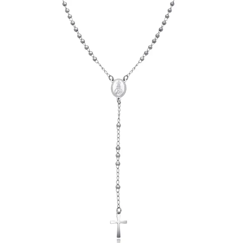 Dada Gioielli - Collana Rosario Uomo Donna Sfere Acciaio Argentato e Nero