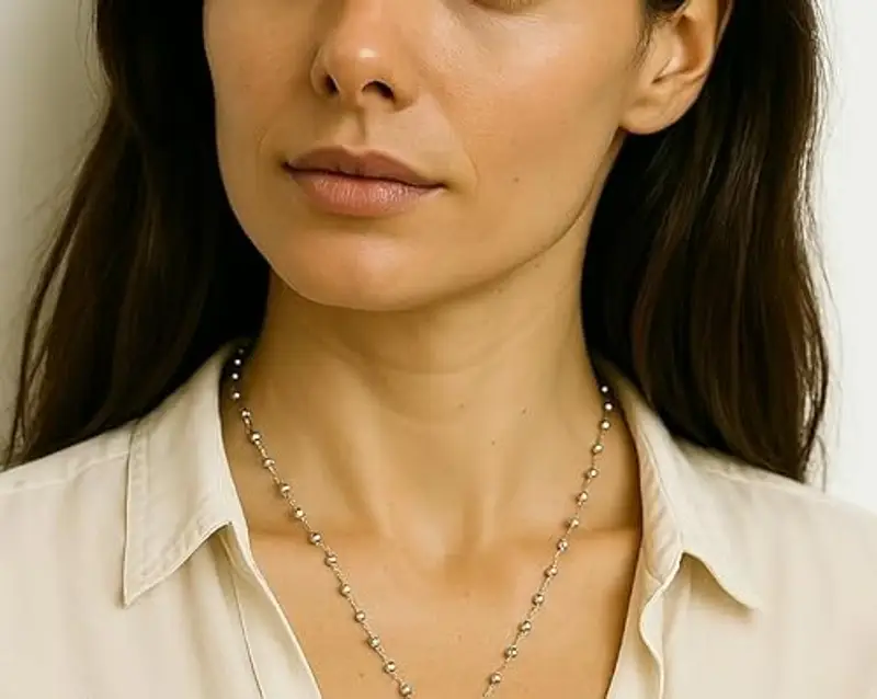 Dada Gioielli - Collana Rosario Uomo Donna Sfere Acciaio Argentato e Nero miniatura 3