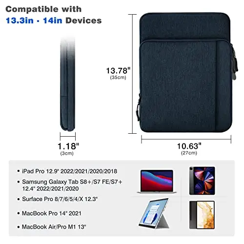 Dadanism 13, 3 Pollici Custodia Protettiva Borsa Tablet con Tracolla per iPad Pro 13" M4 2024, iPad Air 13" M3 M2, iPad miniatura 2