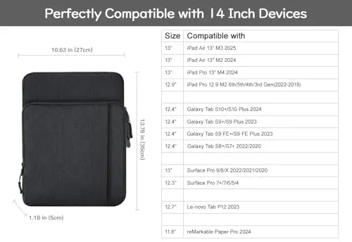 Dadanism 9-11 Pollici Tablet Borsa Portatile con Tracolla per iPad 10a Gen 10, 9", iPad PRO 11" M4, iPad Air 11", iPad miniatura 2