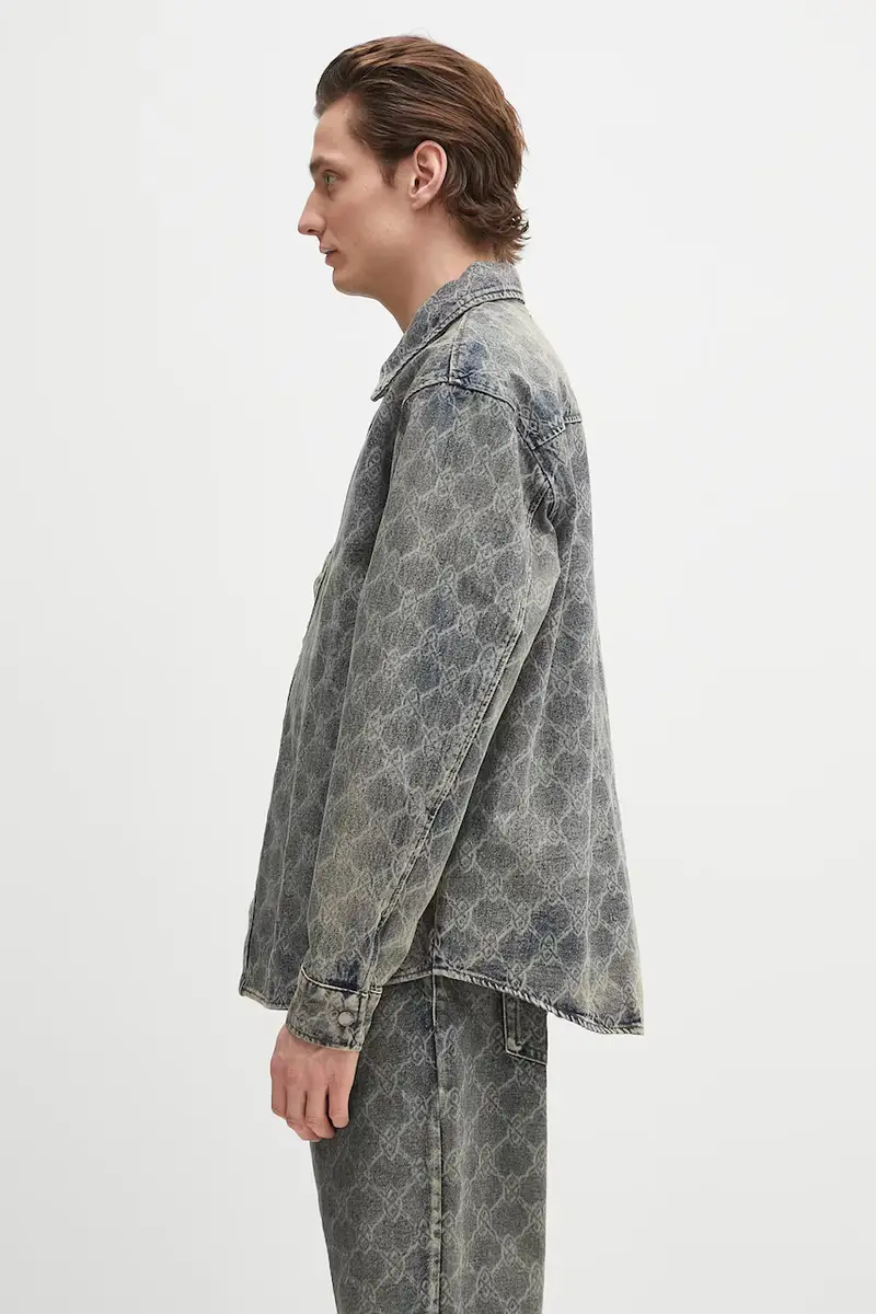 camicia in cotone Shield Laser Denim Shirt Blu miniatura 2