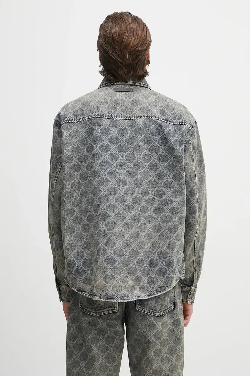 camicia in cotone Shield Laser Denim Shirt Blu miniatura 3