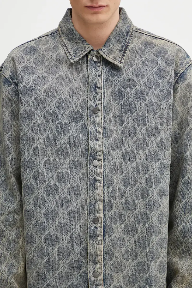 camicia in cotone Shield Laser Denim Shirt Blu miniatura 4