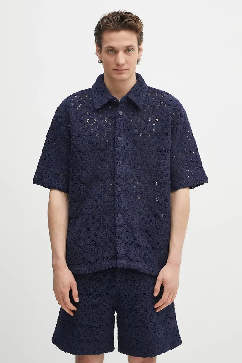 camicia Lace Shield Ss Shirt Blu navy