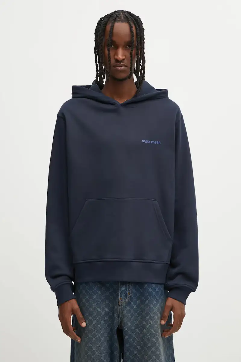 felpa in cotone Candle Label Hoodie uomo colore blu navy con cappuccio 2521106 miniatura 3