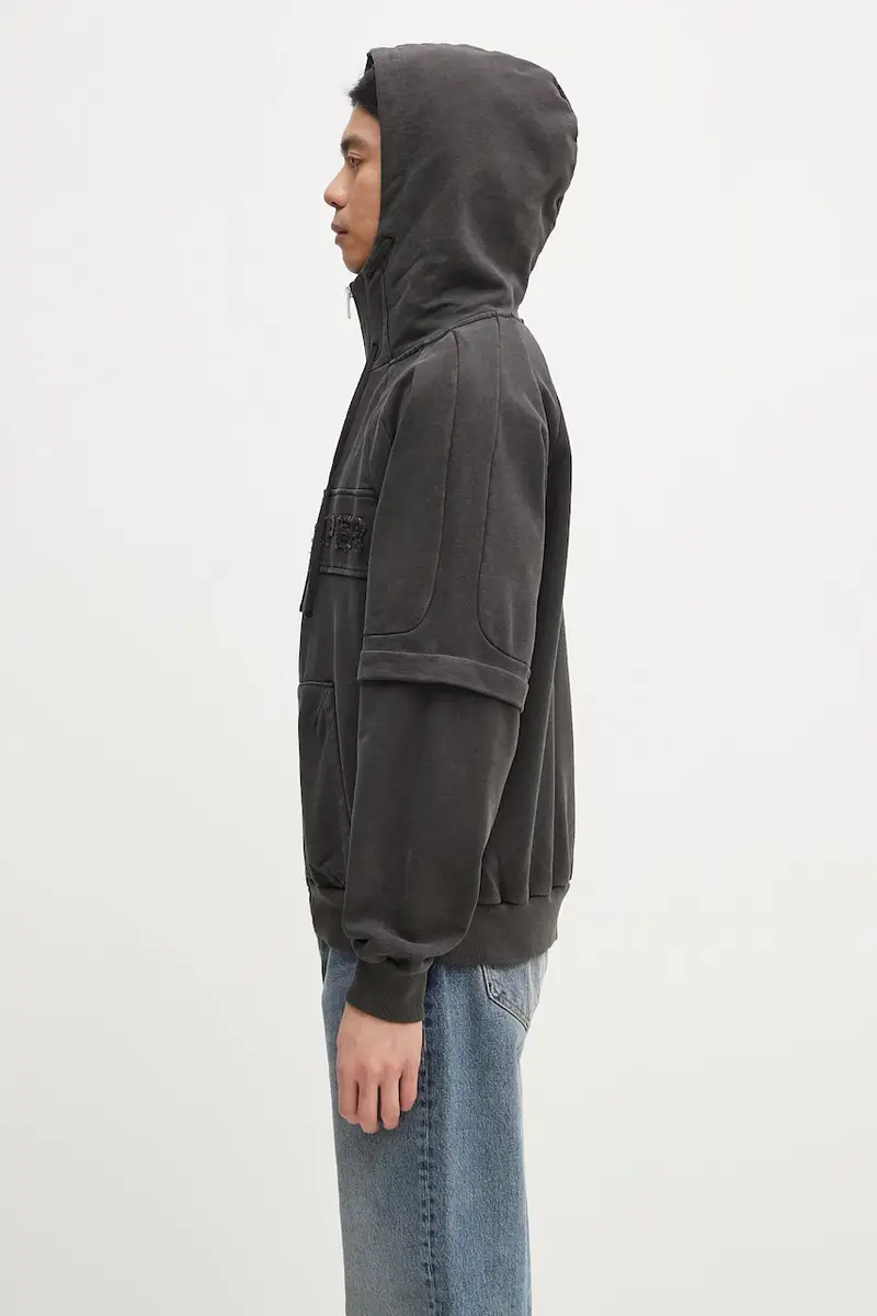 felpa in cotone Garment Wash Jacket Nero miniatura 2