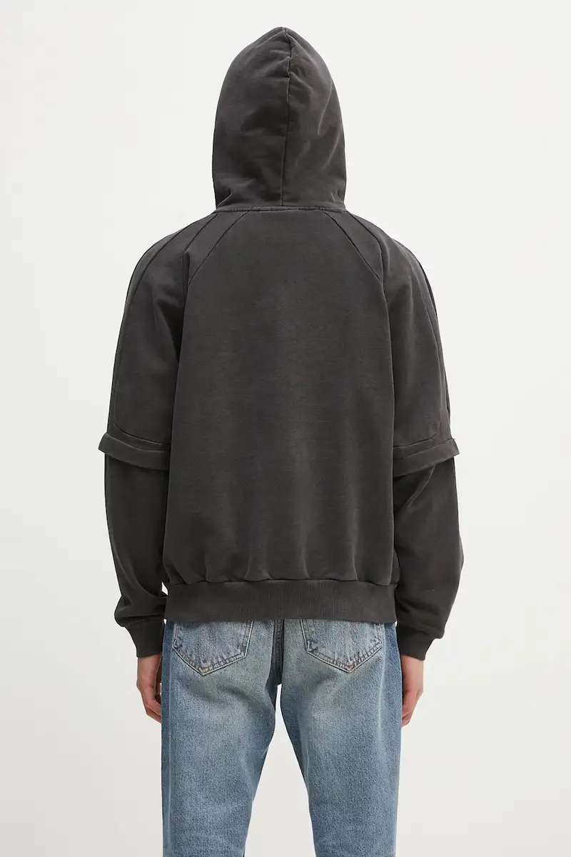 felpa in cotone Garment Wash Jacket Nero miniatura 3