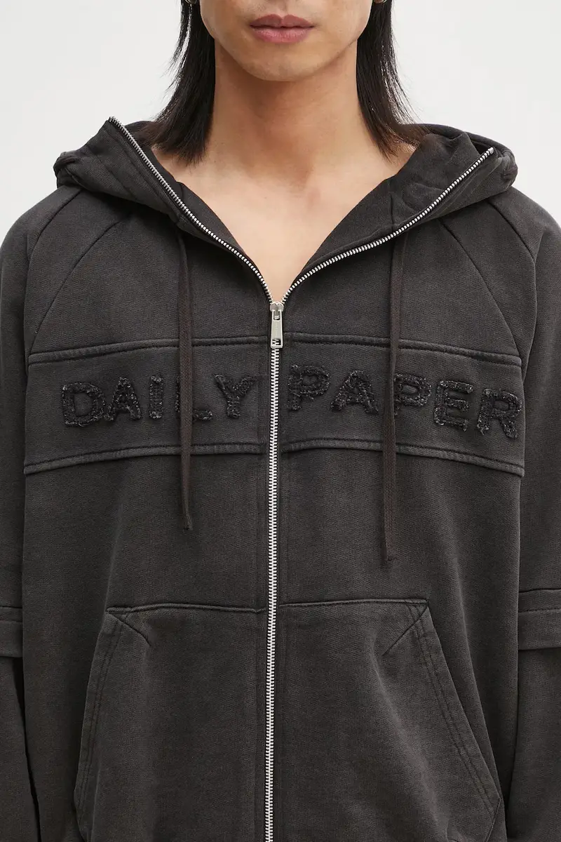 felpa in cotone Garment Wash Jacket Nero miniatura 4