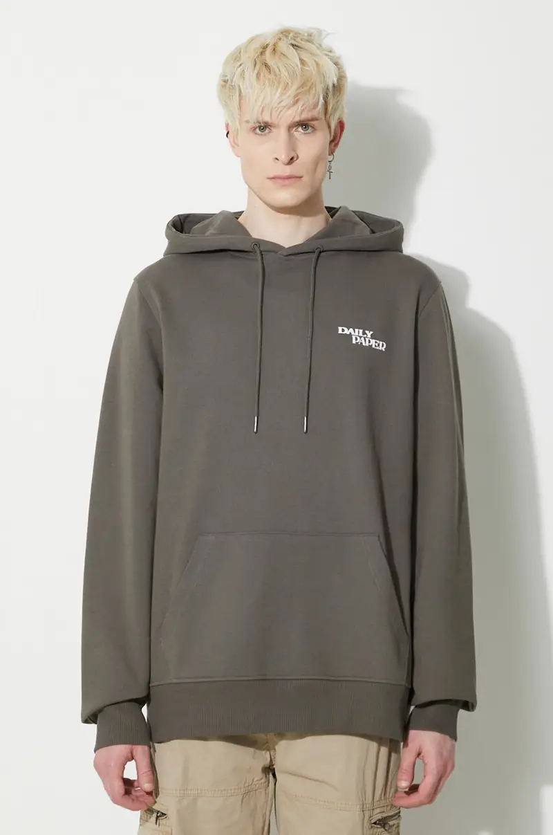 felpa in cotone Hand In Hand Hoodie uomo colore verde con cappuccio 2411101