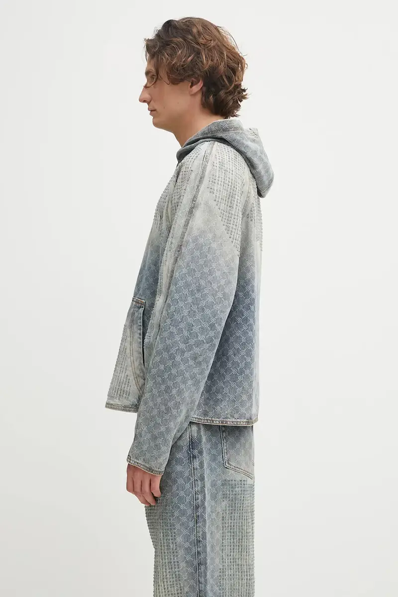 felpa in denim Destroyed Denim Hoodie Blu miniatura 2