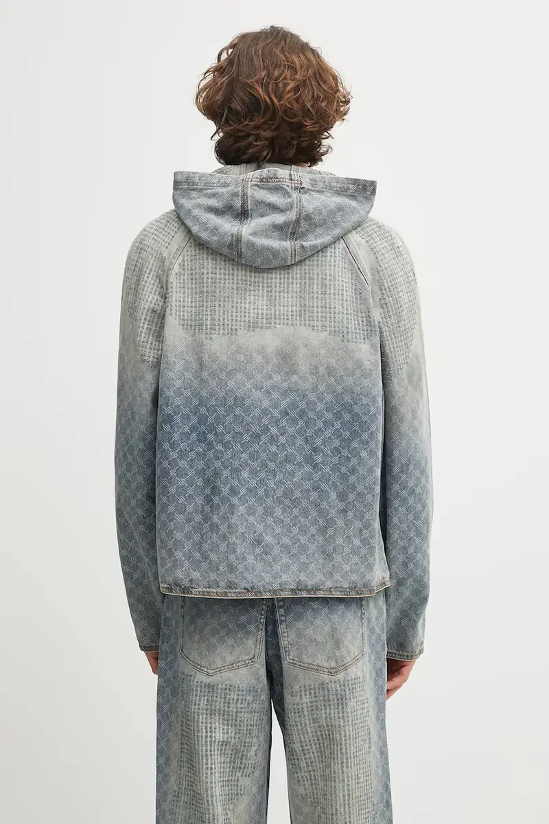 felpa in denim Destroyed Denim Hoodie Blu miniatura 3