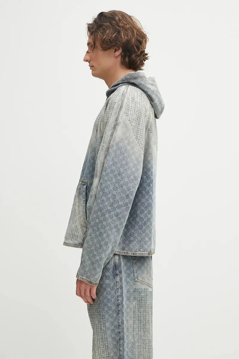 felpa in denim Destroyed Denim Hoodie uomo colore blu con cappuccio 2521025 miniatura 2