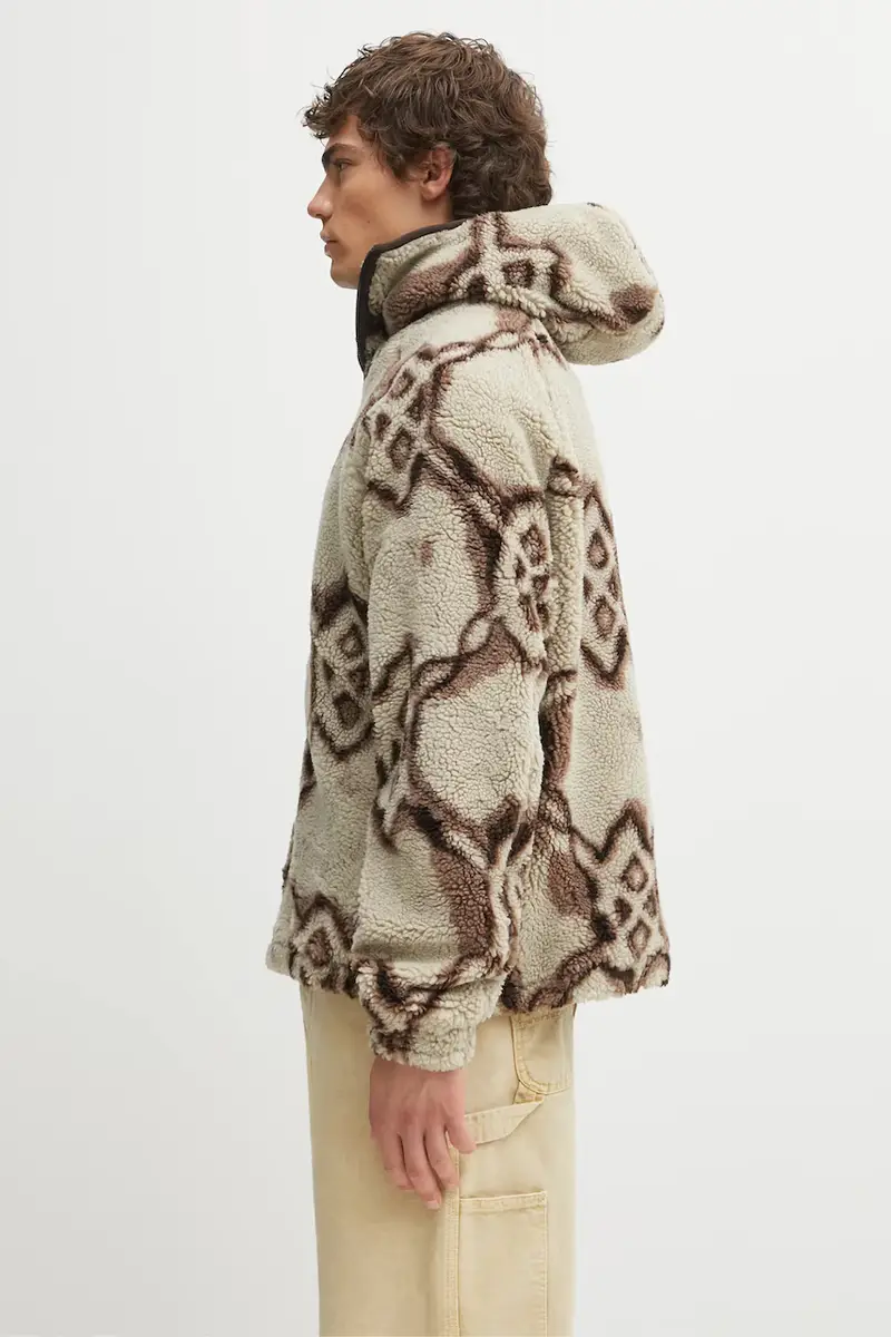 felpa in pile Burned Shield Sherpa Hoodie uomo colore beige con cappuccio 2521134 miniatura 2