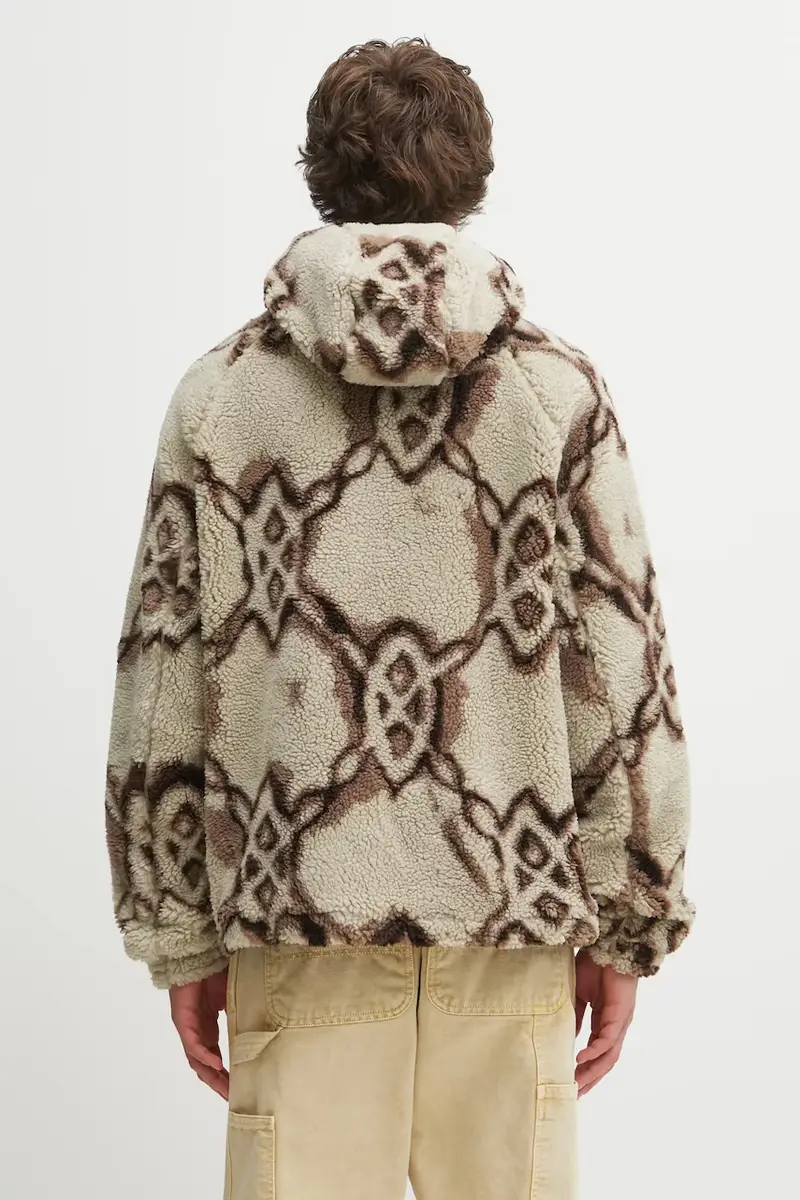 felpa in pile Burned Shield Sherpa Hoodie uomo colore beige con cappuccio 2521134 miniatura 3