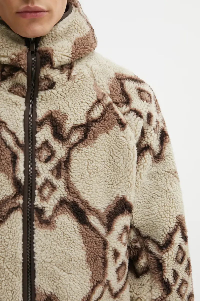 felpa in pile Burned Shield Sherpa Hoodie uomo colore beige con cappuccio 2521134 miniatura 4