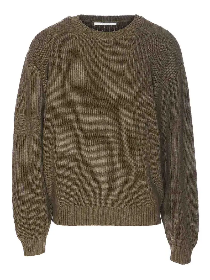 Maglione lavorato a maglia con fascia verde