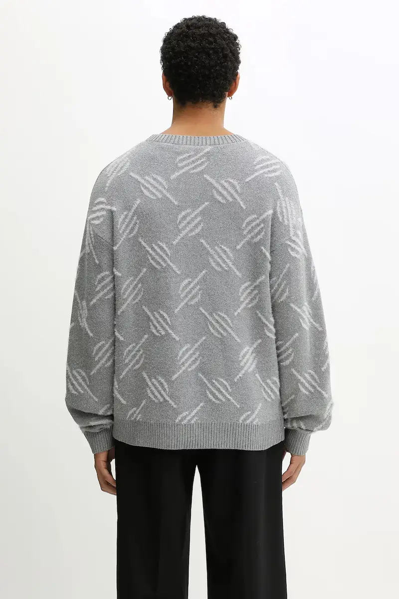 maglione Tevin Monogram Knit Grigio miniatura 3