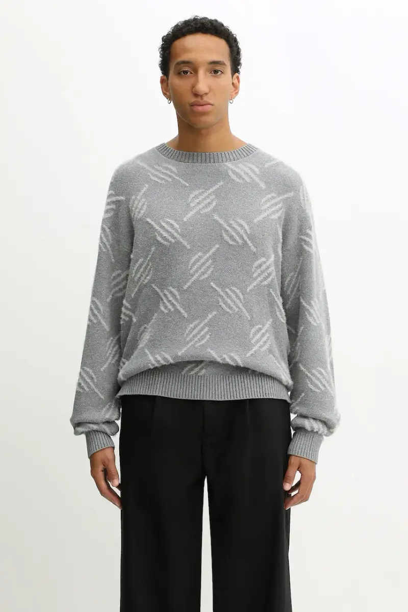 maglione Tevin Monogram Knit Grigio