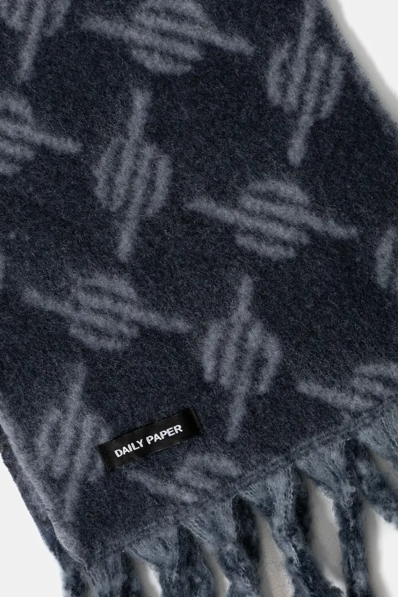 sciarpa con aggiunta di lana Riyo Monogram Blu navy miniatura 2