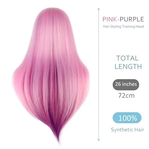 DaizySight Testa di Manichino per Parrucchieri, 100% Capelli Sintetici, Testina per Acconciature, Testa Bambola da miniatura 2