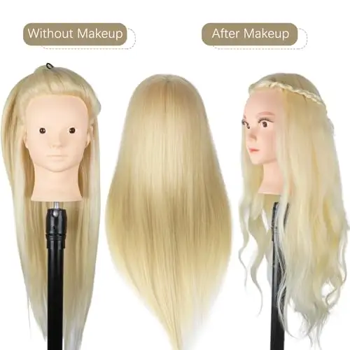 DaizySight Testina Parrucchiere con 50% Capelli Umani Veri, Testina Parrucchiere Manichino, Testa Formazione miniatura 2