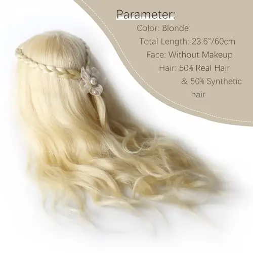 DaizySight Testina Parrucchiere con 50% Capelli Umani Veri, Testina Parrucchiere Manichino, Testa Formazione miniatura 3