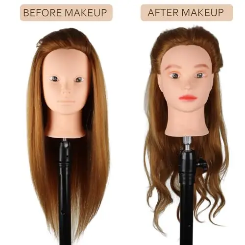 DaizySight Testina Parrucchiere con 60% Capelli Umani Veri, Testina Parrucchiere Manichino, Testa Formazione miniatura 3