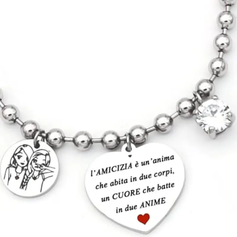 dalcuore Bracciale Amica, Ipoallergenico, Idee Regalo Amiche Compleanno Amica Migliore Braccialetto con Frase Speciale