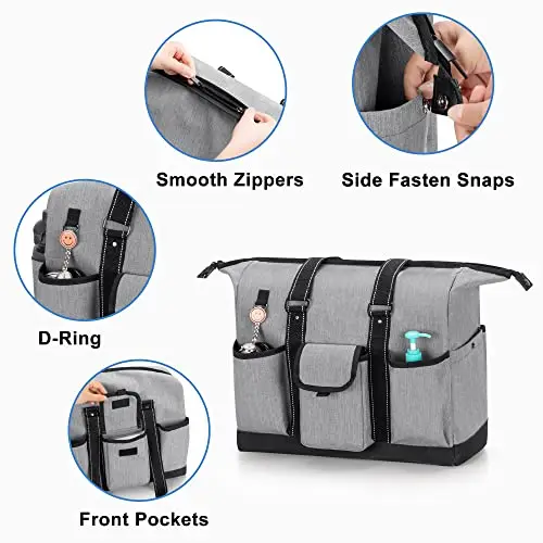 Damero Borsa da lavoro per infermiera, Borsa da lavoro portatile per infermiera per chiamate a domicilio, Donna miniatura 3