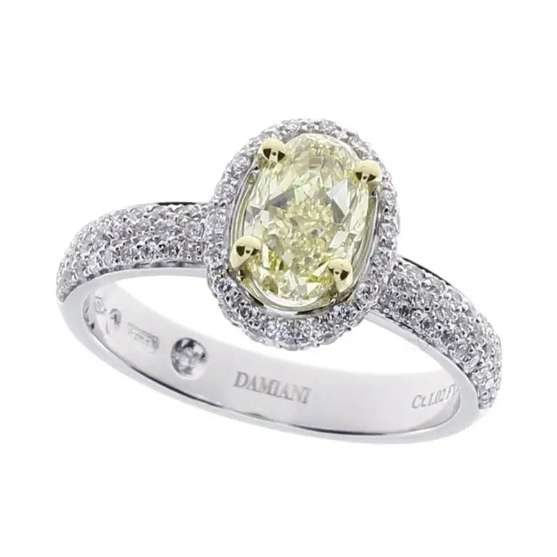 Anello In Oro Misto Bianco/Giallo Con Diamante - Damiani