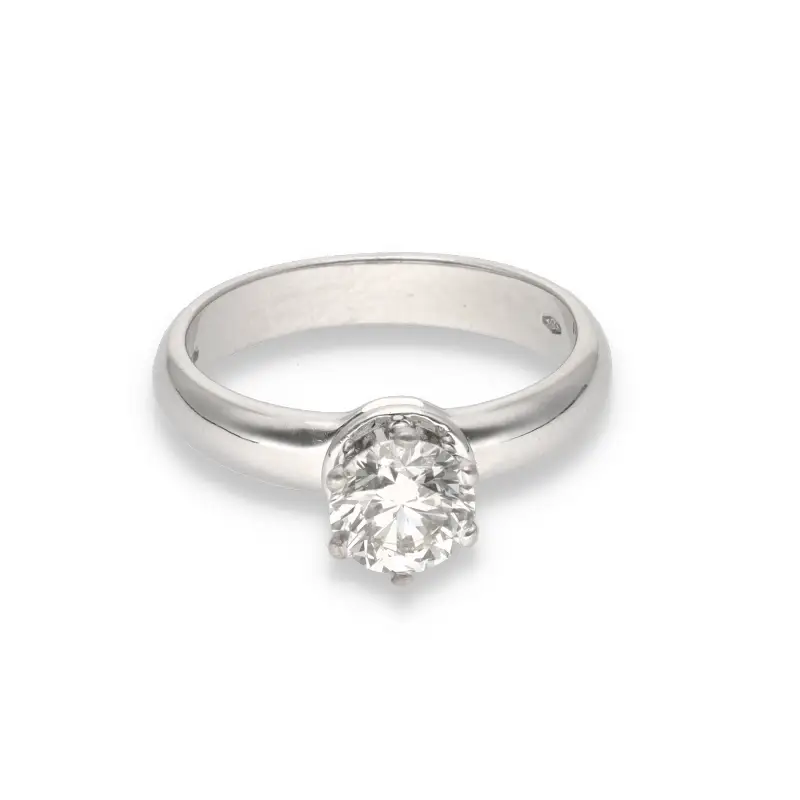 Anello solitario Damiani in oro bianco 18kt e diamante