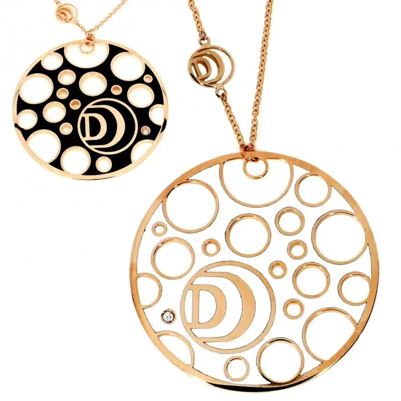 Collierino In Oro Rosa Ceramica Con Diamante - Damiani